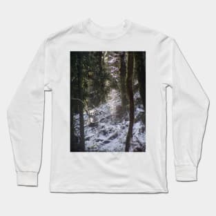 Forest Sun Rays in the Snow #24 Long Sleeve T-Shirt